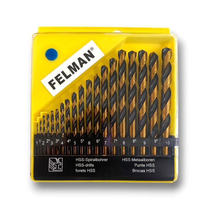 Zestaw wierteł HSS pół szlif 19 sztuk FELMAN